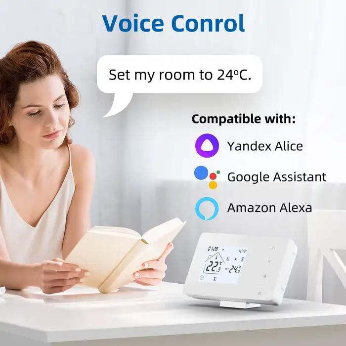 Thermostat WiFi Intelligent pour Chaudière à Gaz Contrôleur de Température Sans Fil Compatible avec Google Home Alexa Occasions Spéciales