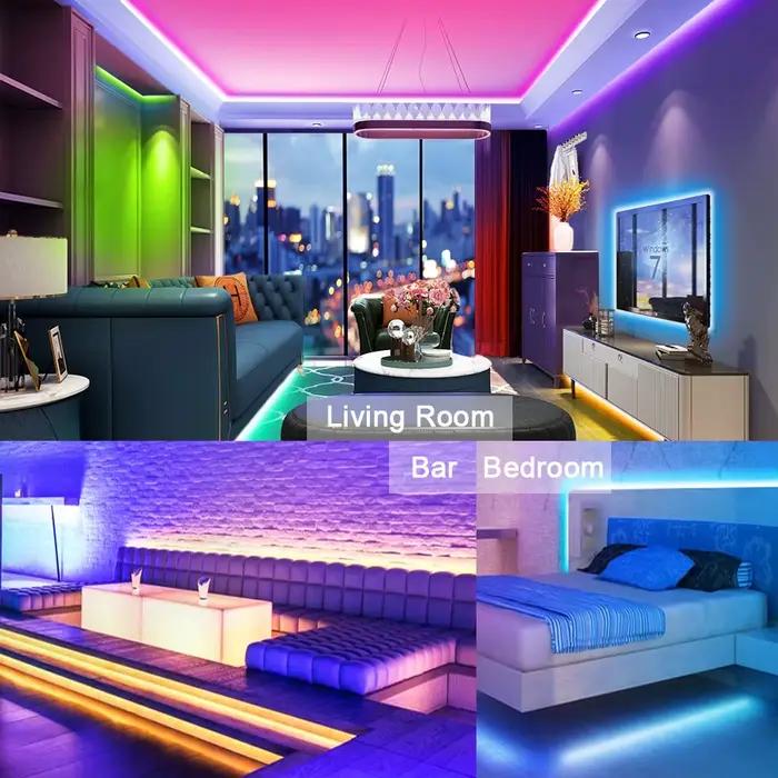 Bande lumineuse LED 12V 5050 2835 RGB auto-adhésive intelligente WiFi Bluetooth pour éclairage intérieur et extérieur résistant à l'eau à offrir pour occasions spéciales