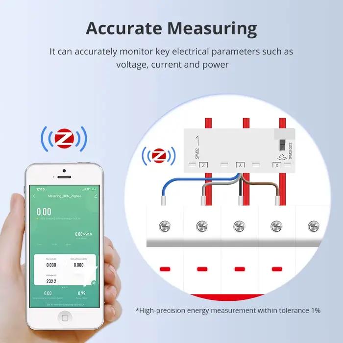 Zemismart Zigbee compteur d'énergie intelligent 3 phases 4 fils capteur de moniteur de puissance fon