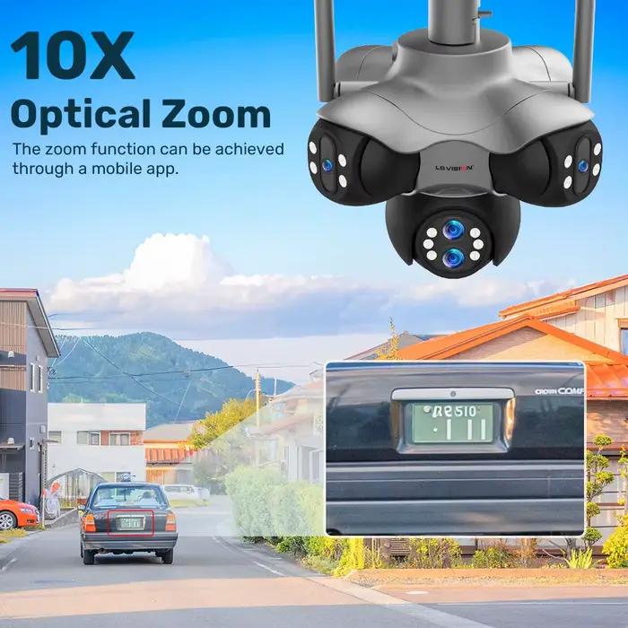 LS VISION Wifi PTZ caméra de sécurité panoramique extérieure 6 objectifs 5 écrans couleur nuit CCTV caméras de Surveillance vidéo sans fil 30MP