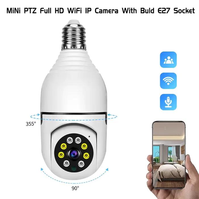 Ampoule E27 Caméra de Surveillance Intelligente Appareil Photo à Bulles 1080P Full HD Surveillance de Sécurité à Distance Occasionnels Utilisations Familiales