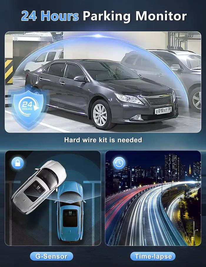 Kocam 4K UHD Dash Cam WiFi voiture DVR avant et arrière double objectif Auto caméra