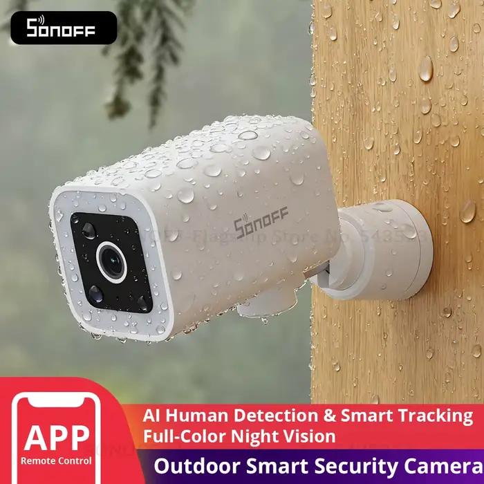 SONOFF CAM-B1P Caméra de sécurité intelligente extérieure 2K HD avec détection humaine AI IP65 résistante aux