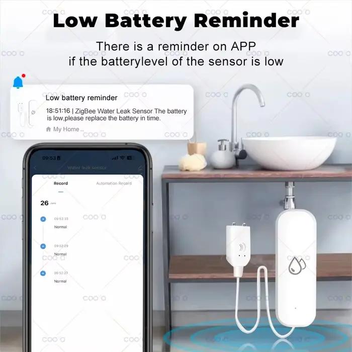 Détecteur d'alarme de fuite d'eau Tuya ZigBee 3.0 pour sécurité de la maison et protection contre les inondations et débordements