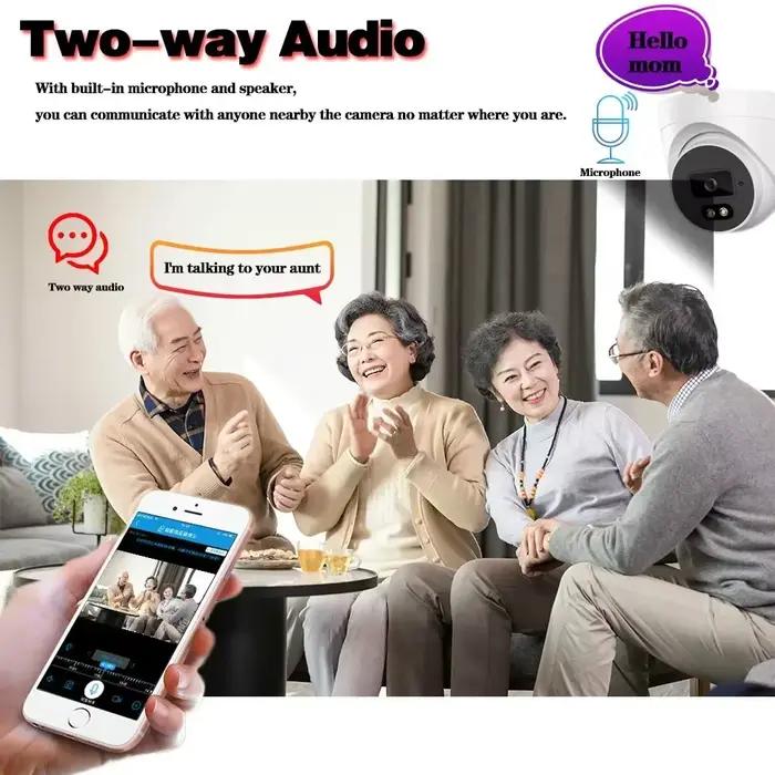 Tuya 6MP fil CCTV IP dôme caméra de sécurité 2 voies Audio intérieur POE