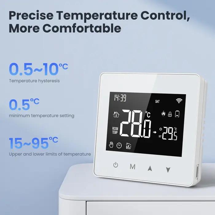 Thermostat intelligent AVATTO WiFi ZigBee avec commande vocale et application Tuya Smart Life en Gris clair ou Vert clair pour maison connectée