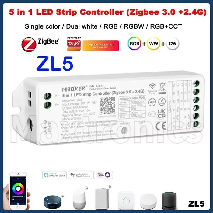 Miboxer – télécommande de bande LED 5 en 1, Zigbee + 2.4G ZL5/Wifi + 2.4G WL5/2.4G LS2, prise en charge de la commande vocale Alexa Google Assistant, nouveau
