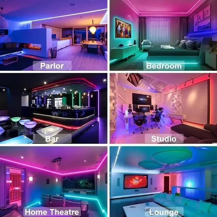 Bande lumineuse LED USB flexible pour décoration de salon chambre fête avec contrôle Bluetooth télécommande infrarouge et application mobile occasion spéciale