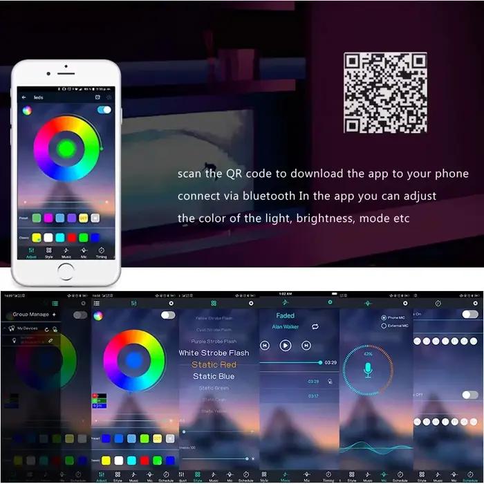 Bande lumineuse LED 12V 5050 2835 RGB auto-adhésive intelligente WiFi Bluetooth pour éclairage intérieur et extérieur résistant à l'eau à offrir pour occasions spéciales