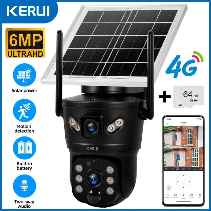 KERUI Imperméable en plein air 6MP 4G SIM WIFI caméra solaire