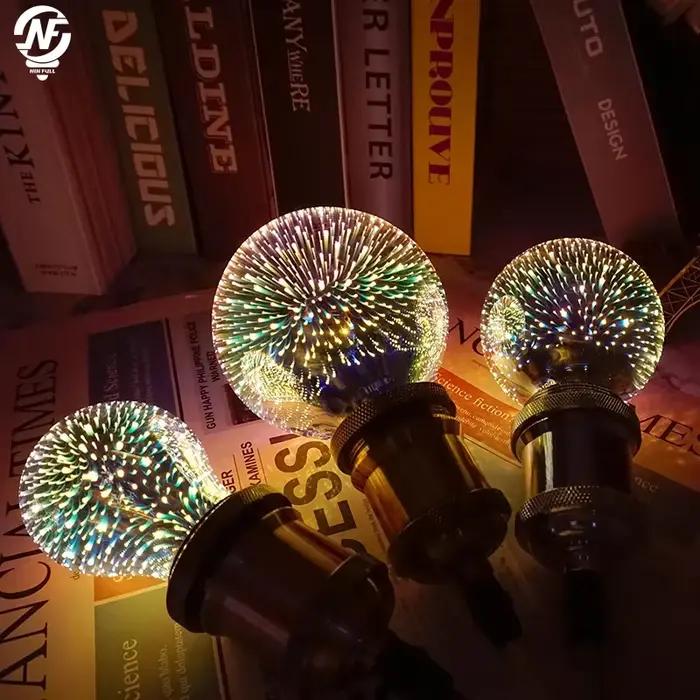 Ampoule LED Star Fire Works 3D E27 Vintage Edison, lumière de nuit AC110V 220V A60 ST64 G80 G95 G125