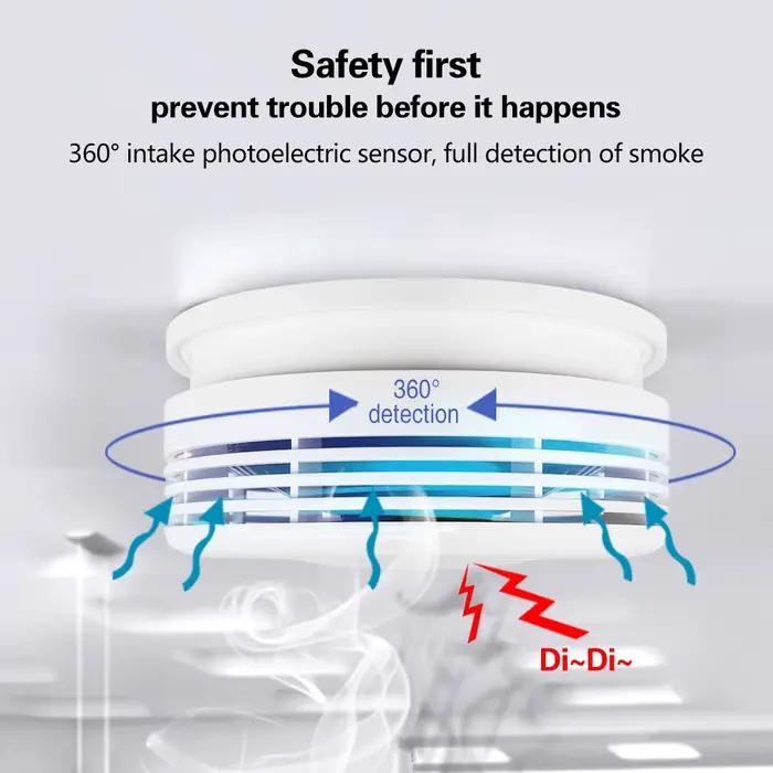 Détecteur de fumée intelligent Wifi eMastiff pour bureau et maison, système de sécurité incendie sans fil, application mobile Tuya Smart, protection incendie et fumée, gardien invisible et intelligent pour la sécurité domestique