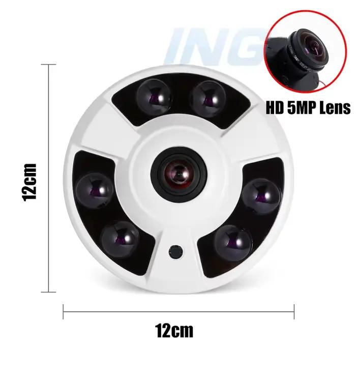 H.265 HD 5MP caméra IP panoramique Fisheye 1620P/1080P tableau LED IR Vision nocturne sécurité CCTV système