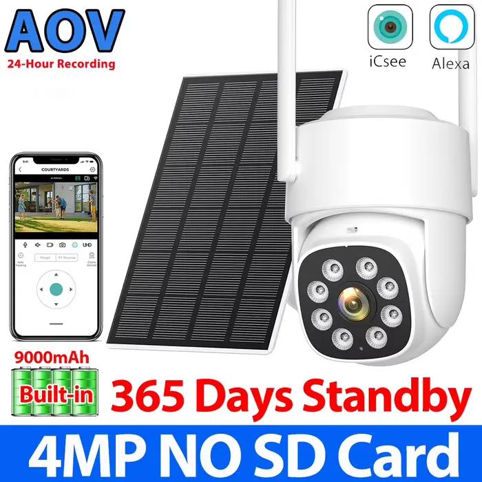 Caméra solaire 8MP 4K Wifi pour l'extérieur, enregistrement vidéo 24/7, double objectif, caméra de s