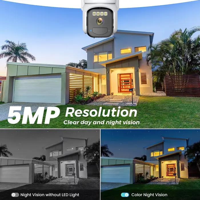 Caméra Solaire 4G SIM 5MP PIR Détection Humaine Intégrée 7500mAh Batterie Rechargeable Surveillance Caméra IP o-kam Pro pour Maison, Jardin, Magasin et Propriété Secondaire