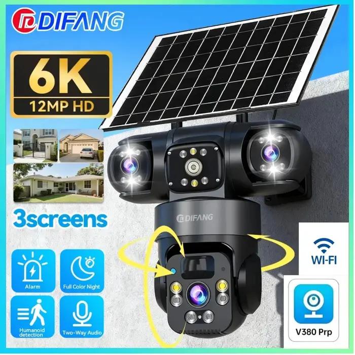 Caméra solaire WiFi PTZ extérieure sans fil avec détection humaine PIR