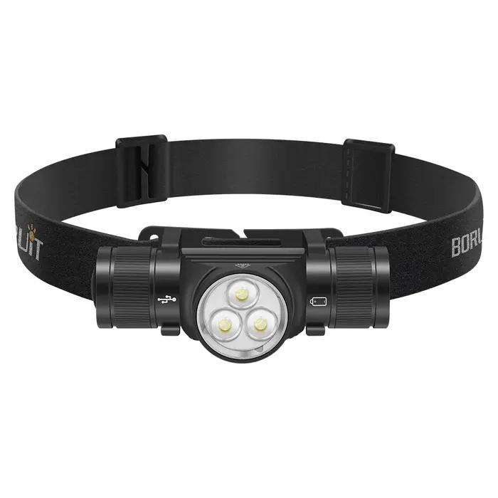 BORUiT HP330 3 * LED lampe frontale 1200LM puissant type-c rechargeable phare étanche Camping pêche tête torche lanterne