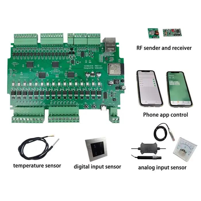 Carte de développement ESP32 Kincony A16 Tasmota ESPhome Home Assistant Arduino IDE MQTT TCP Web HTTP pour contrôleur de commutation intelligent