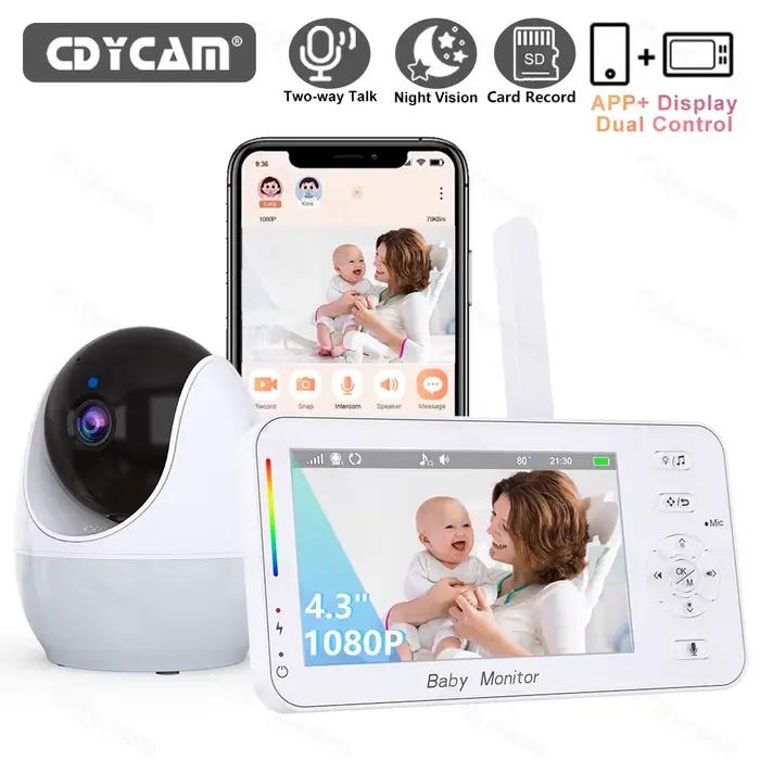Caméra WiFi 1080P bébé moniteur affichage 4.3 pouces interphone app contrôle berceuses veilleuse surveillance nocturne occasions spéciales famille sécurité confort