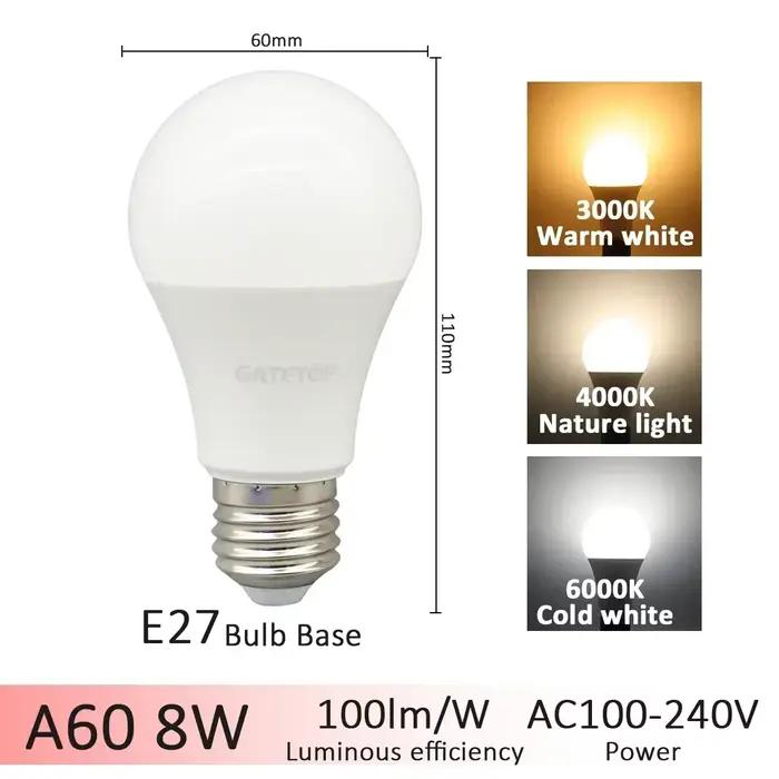 Ampoule LED à base E27 B22, 3 couleurs réglables, AC110V 220V, 3CCT (3000K 4000K 6000K), fonction mé