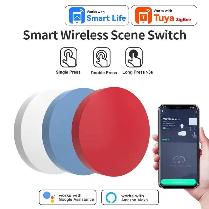 Interrupteurs à bouton sans fil intelligents Zigbee pour l'application Tuya Smart Life