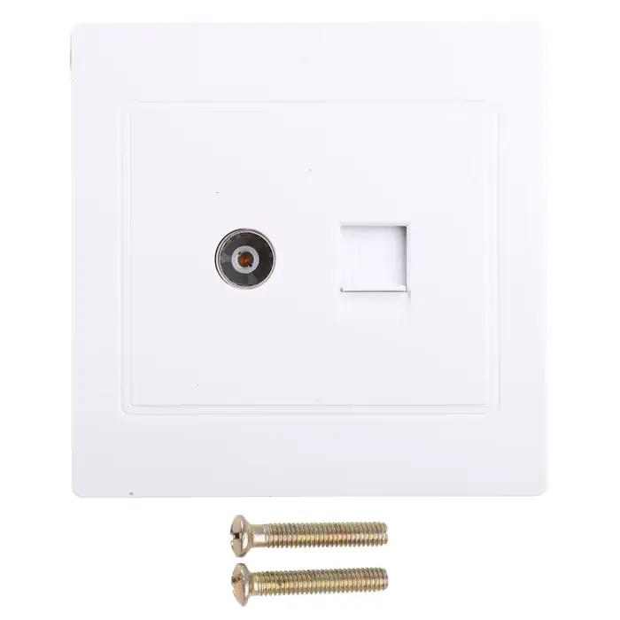 Adaptateur Internet RJ45 et Antennes TV Coaxiale Prise Plaque Frontale Blanc Design Élégant Amélioration Connexion Maison Occasions Spéciales