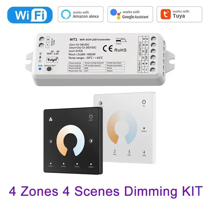 Kit de contrôleur de gradation de bande LED CCT, variateur intelligent, télécommande RF, interrupteu