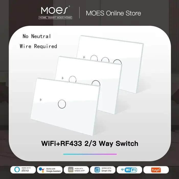 MOES-Joli d'éclairage intelligent WiFi, RF433, pas de fil d'al-melon, feu unique, vie intelligente,