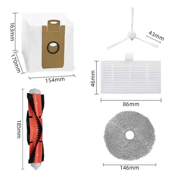Sac à poussière pour aspirateur Xiaomi Lydsto W2/Kyvol Cybovac S60/AICLE INS-200, brosse latérale pr