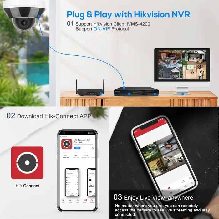 Hikvision-Caméra de surveillance extérieure PTZ IP POE HD 6MP