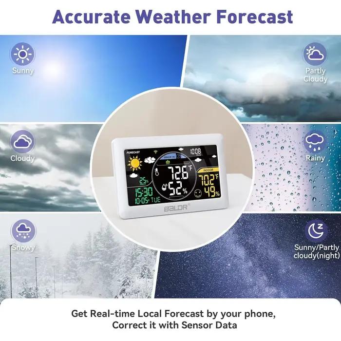 BALDR Station Météo WiFi multifonctionnelle avec prévisions météorologiques en temps réel pour la maison et le jardin occasions spéciales à offrir