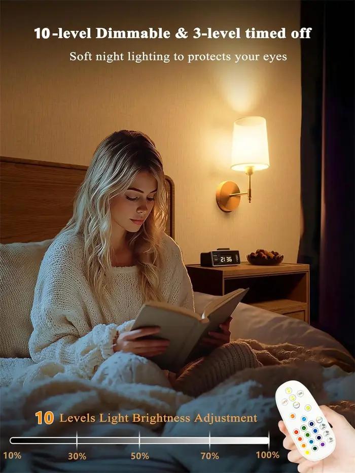Sans fil rechargeable alimenté par batterie Wall Band 4000mah dimmable amovible ampoule et télécommande 15 couleurs sans fil applique murale pour chambre à coucher salon couloir décoration