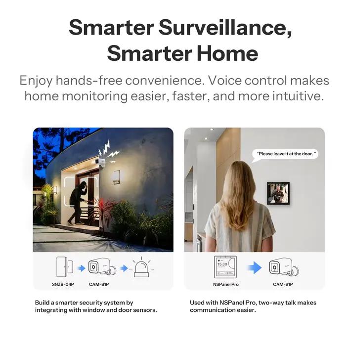 SONOFF CAM-B1P 2K HD caméra de sécurité intelligente extérieure AI détection humaine IP65 résistant aux intempéries suivi intelligent Vision nocturne couleur