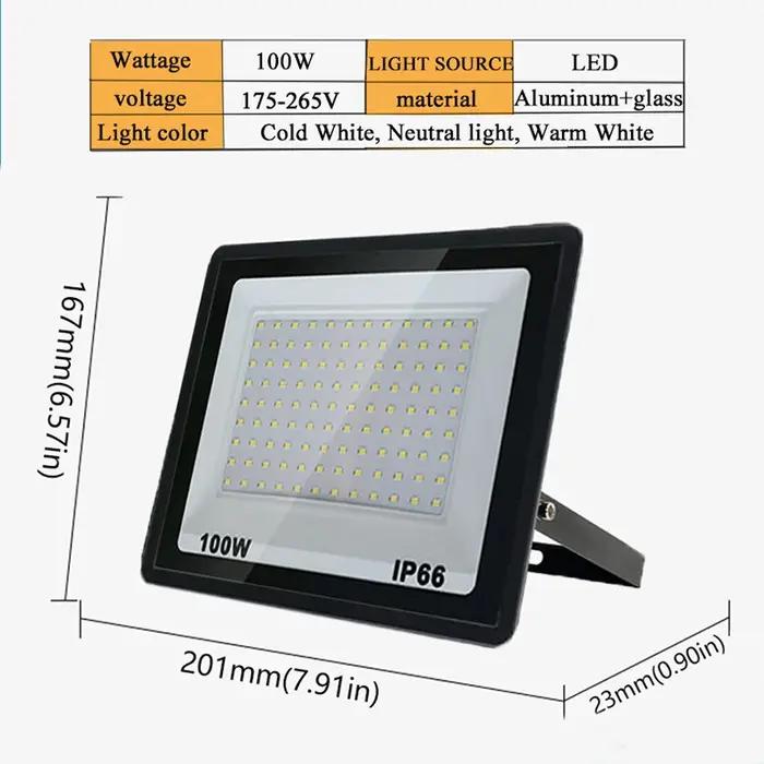 Projecteur LED projecteurs extérieurs étanche IP66 220V 10W 20W 30W 50W 100W 150W 200W 300W éclairage extérieur de panneau d'affichage d'usine