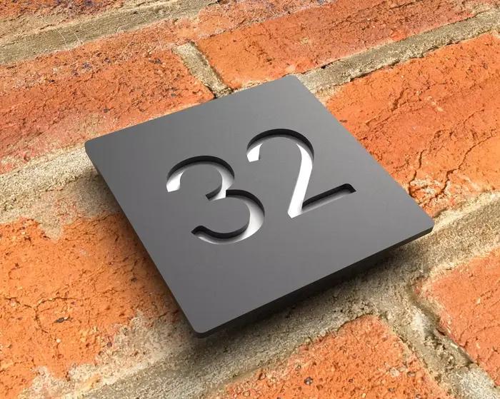 Plaque de numéro de maison extérieure personnalisée moderne et contemporaine en 3D