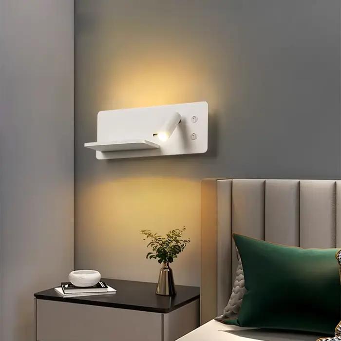 Applique murale LED à chargement sans fil moderne pour chambre à coucher, charge USB, éclairage de lecture rotatif, idéale pour salon, hôtel et occasions spéciales