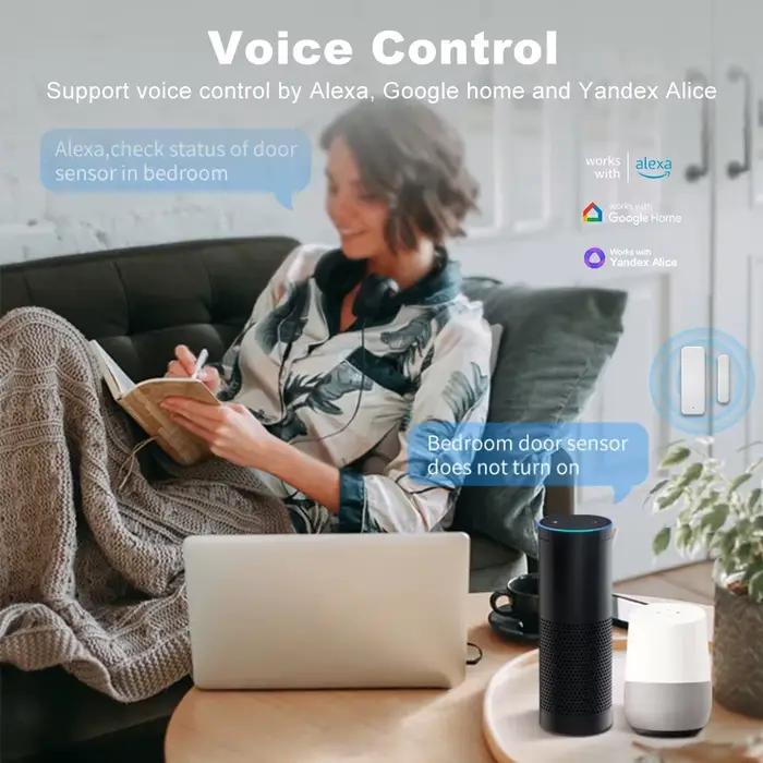 Capteur de porte fenêtre intelligent WiFi pour maison sûre, contrôle par application EWeLink, fonctionne avec Alexa et Google Home, surveillance constante, tranquillité d'esprit