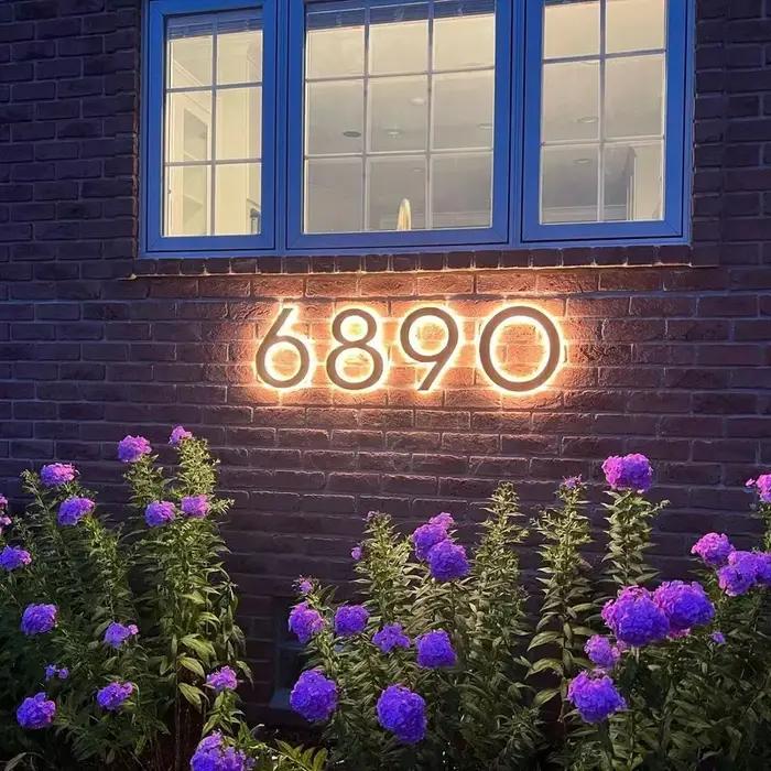 Numéro de maison LED 6/8/10/12 pouces pour l'extérieur