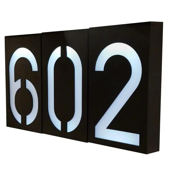 Alimenté solaire 0-9 lumière LED numéro d'adresse de maison rue route plaque de porte applique