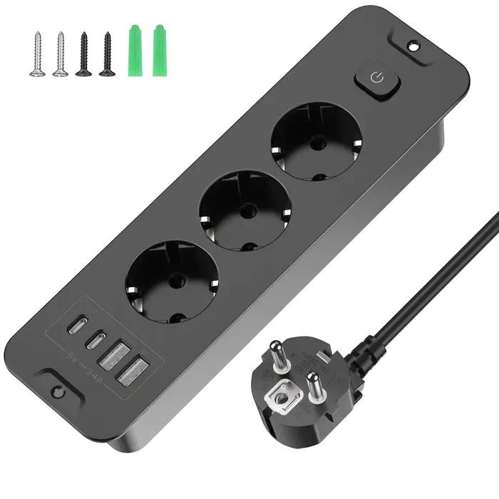 Multiprise de bureau intégrée avec USB et Type-C pour un espace de travail organisé et sécurisé à offrir pour bureau personnel ou professionnel
