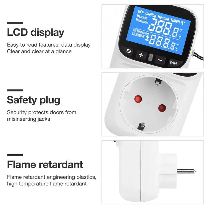 Thermostat intelligent Wi-Fi Tuya avec prise EU/US/UK/FR/AU