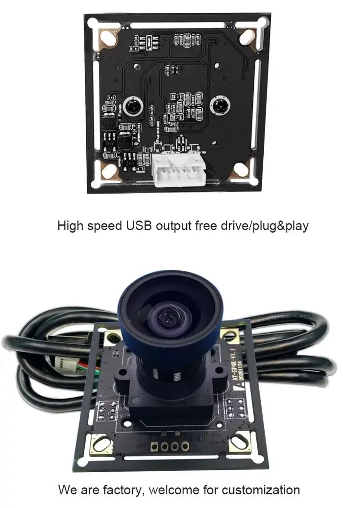 Module de caméra USB 4K 8MP IMX317 CMOS à mise au point fixe FF 100 ° Webcam UVC de reconnaissance faciale à détection