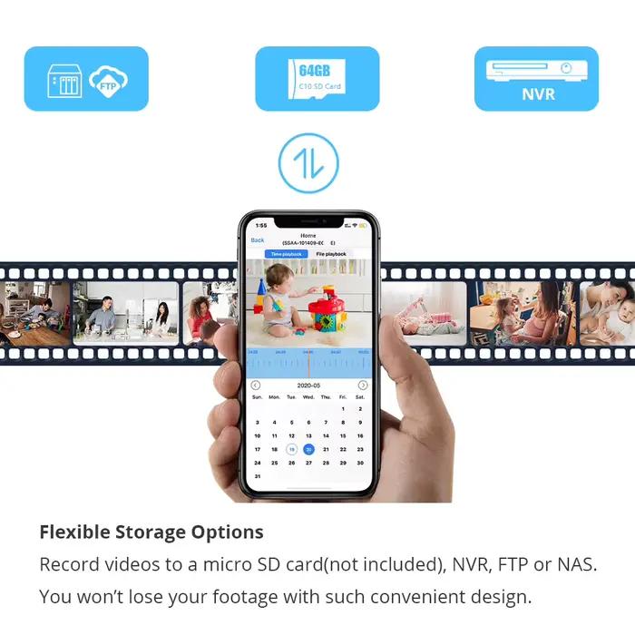 Caméra de Surveillance extérieure IP WiFi HD 1080P 4MP