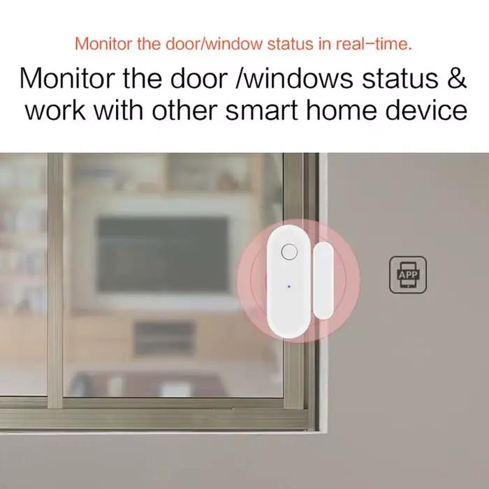 Capteur de porte et fenêtre WiFi intelligent Tuya compatible Alexa Google Home sécurité maison sans fil avec alertes en temps réel et contrôle à distance