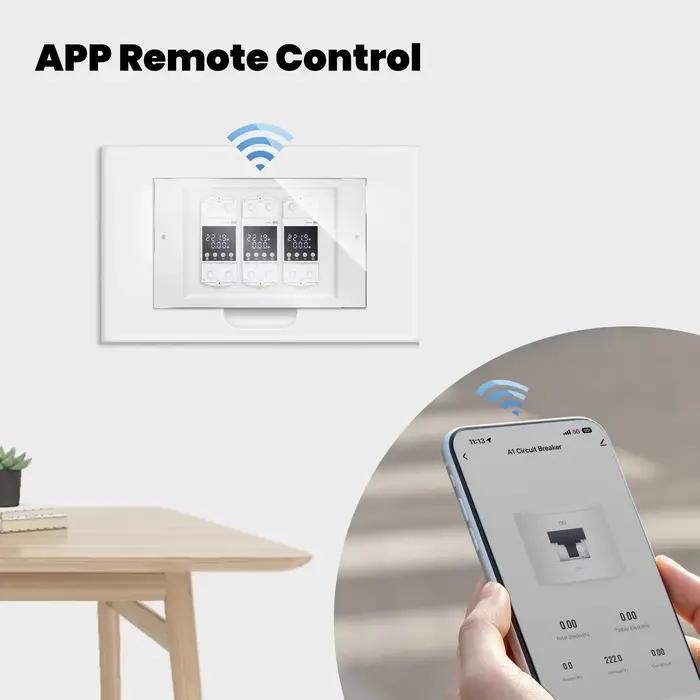 MOES 80A WiFi Tuya disjoncteur intelligent alarme seuil ensemble moniteur d'électricité V0 ignifuge APP contrôle avec Alexa