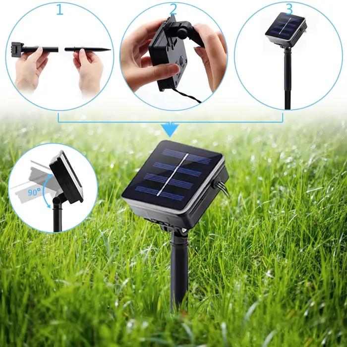 10 M/7 M chaîne solaire lumières de noël en plein air 100/50/20LED 8 Mode étanche fleur jardin fleur