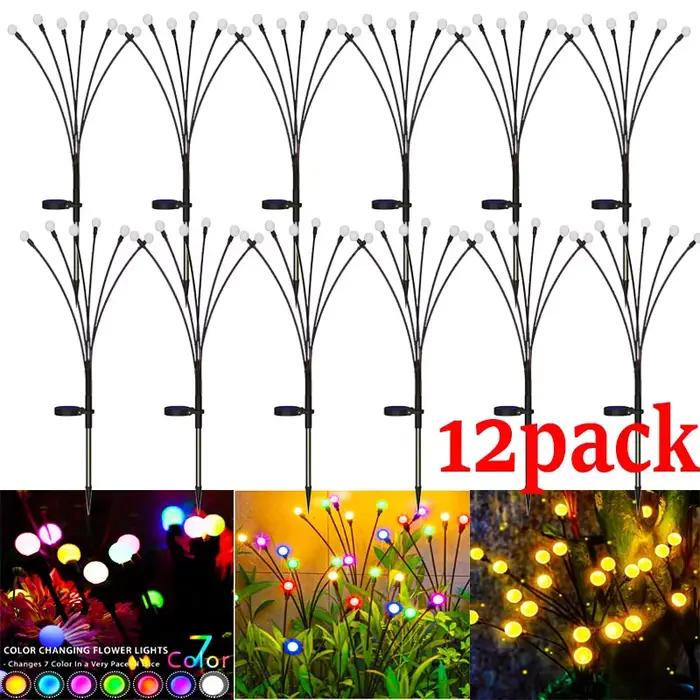 Paquet de 12 lumières solaires LED extérieures étanche Starburst solaire luciole lumières lampe de p