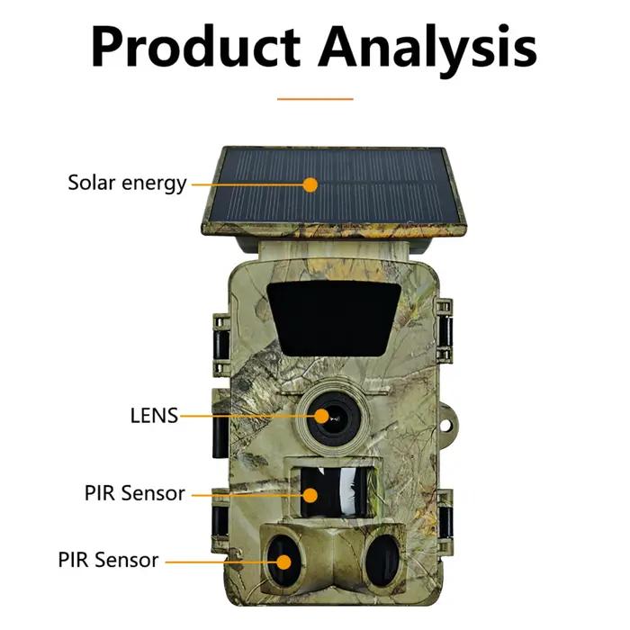 Nouvelle Caméra de Chasse Solaire 2026 4K 5K 60MP WiFi Étanche IP66 Grand Angle Vision Nocturne pour Surveillance Extérieure