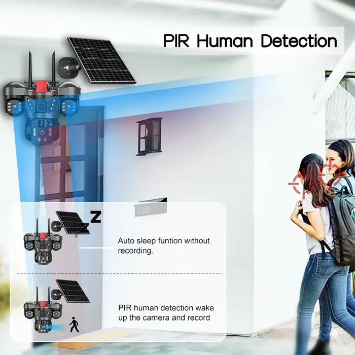 Caméra solaire WiFi sans fil pour extérieur triple objectif 8K étanche IP66 surveillance de sécurité pour maison jardin entreprise occasions spéciales