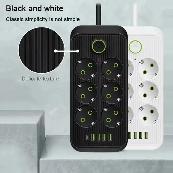 Prise électrique multi-ports EU avec 6/8 prises EU